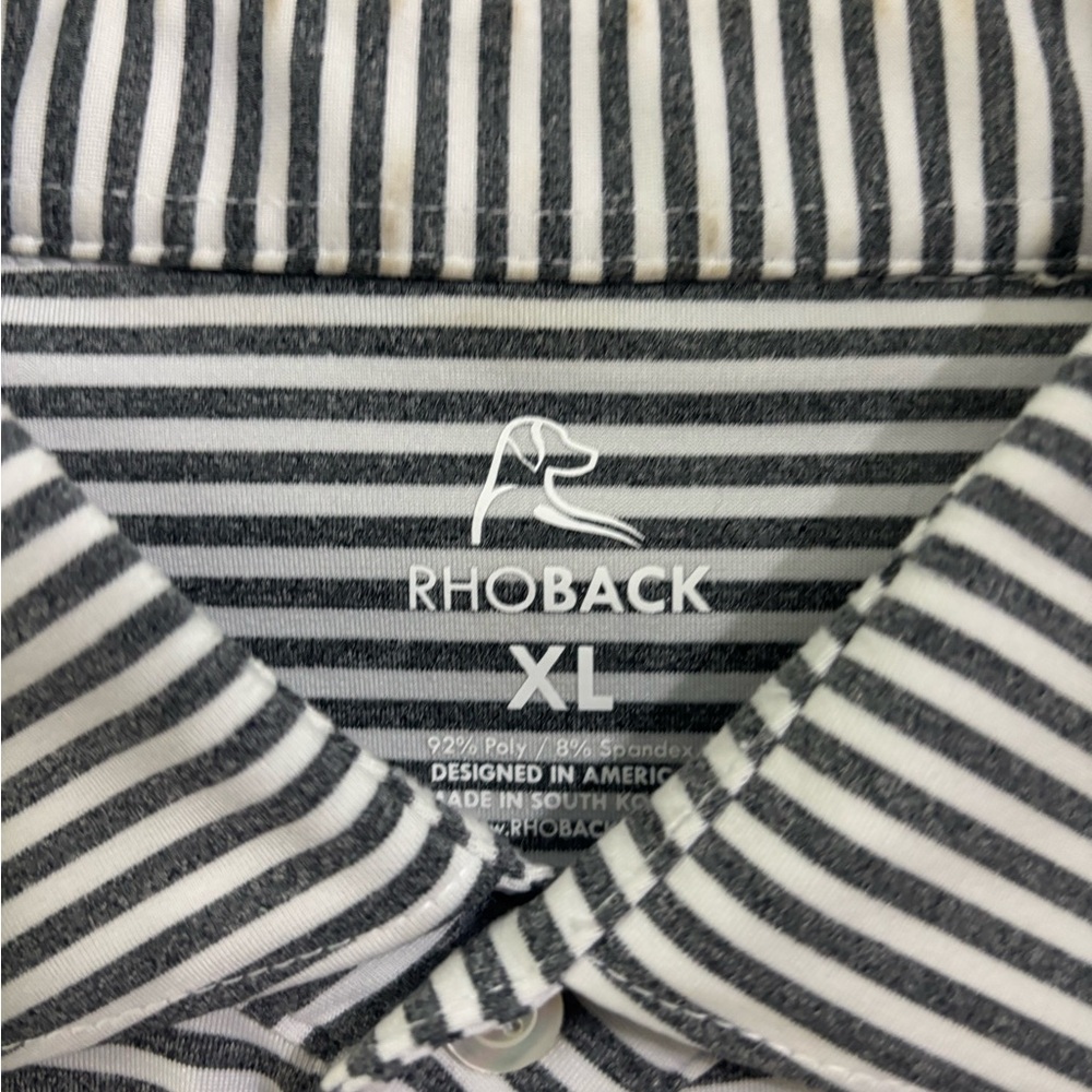 Rhoback polo - hardly worn; gray and white stripe